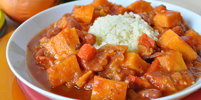 Sweet Potato Chili over Couscous